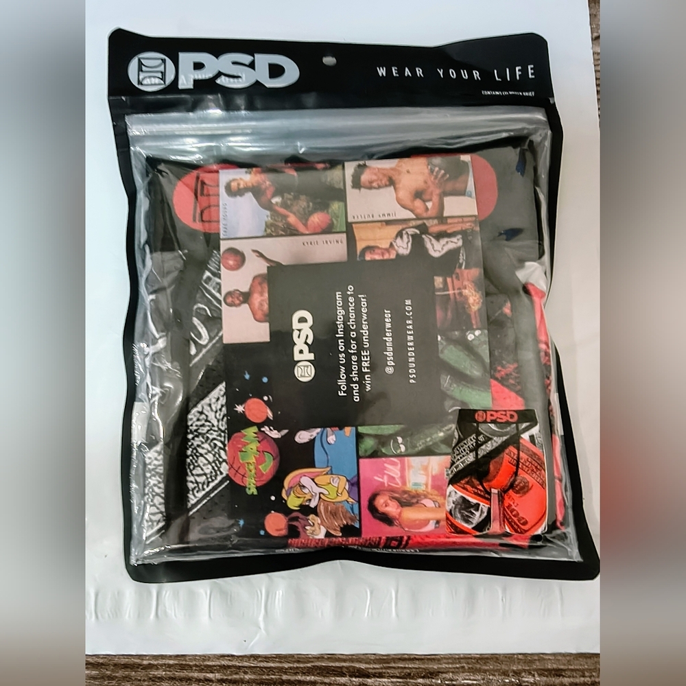 PSD Men's Boxer Briefs - Black and Red Graphic Design